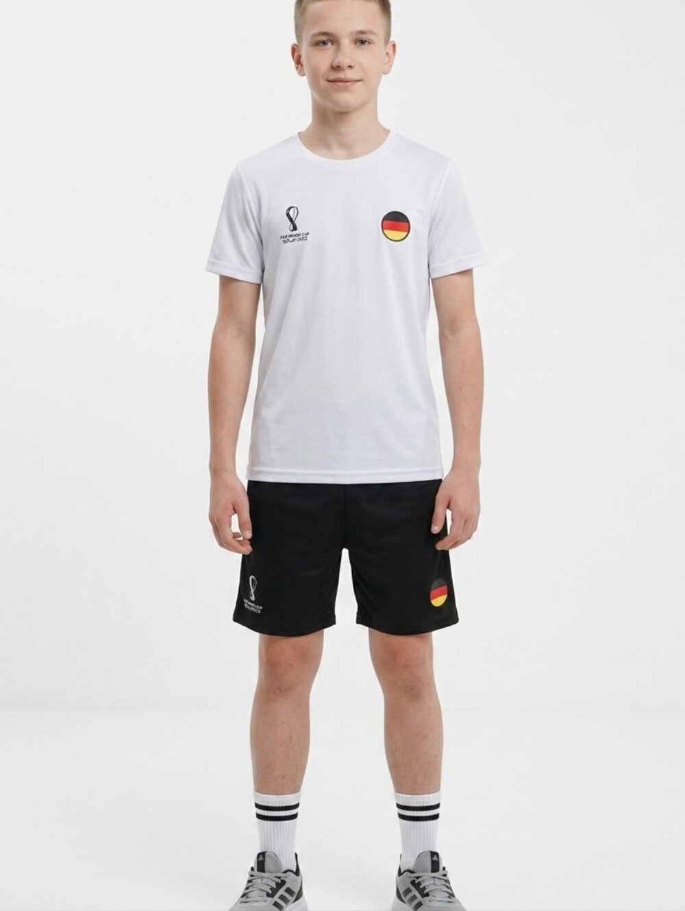 Germany FIFA World Cup Qatar 2022 Soccer Jersey & Shorts Set White Youth XL (14)